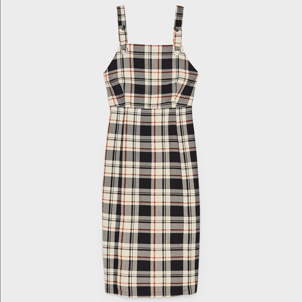 Zara Black and White Plaid Dress - Image 3