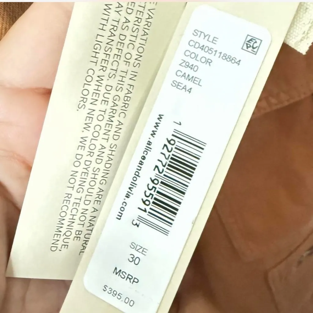 Alice + Olivia Cargo Pants Women’s Size 30 Camel Khaki Wide Leg Cay Baggy NWT - Image 8