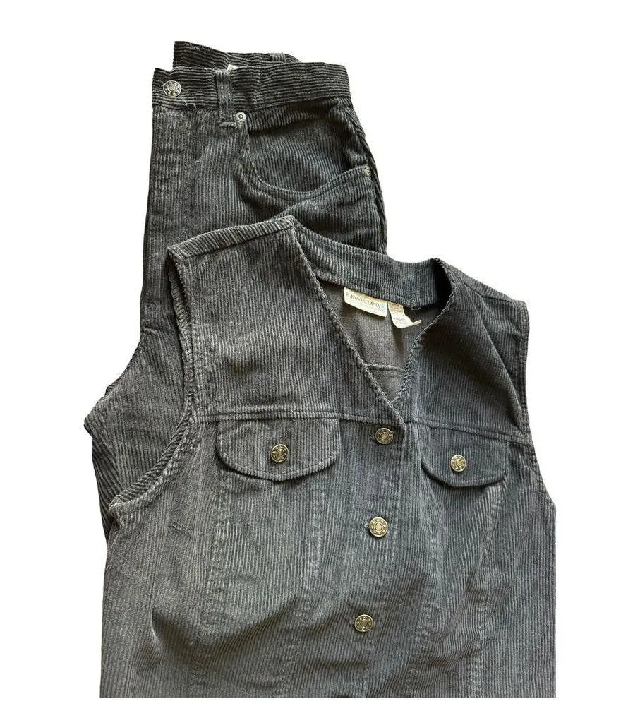 Y2K Vintage Corduroy Vest & High Waisted Pants by Kathy Ireland set size Medium - Image 13
