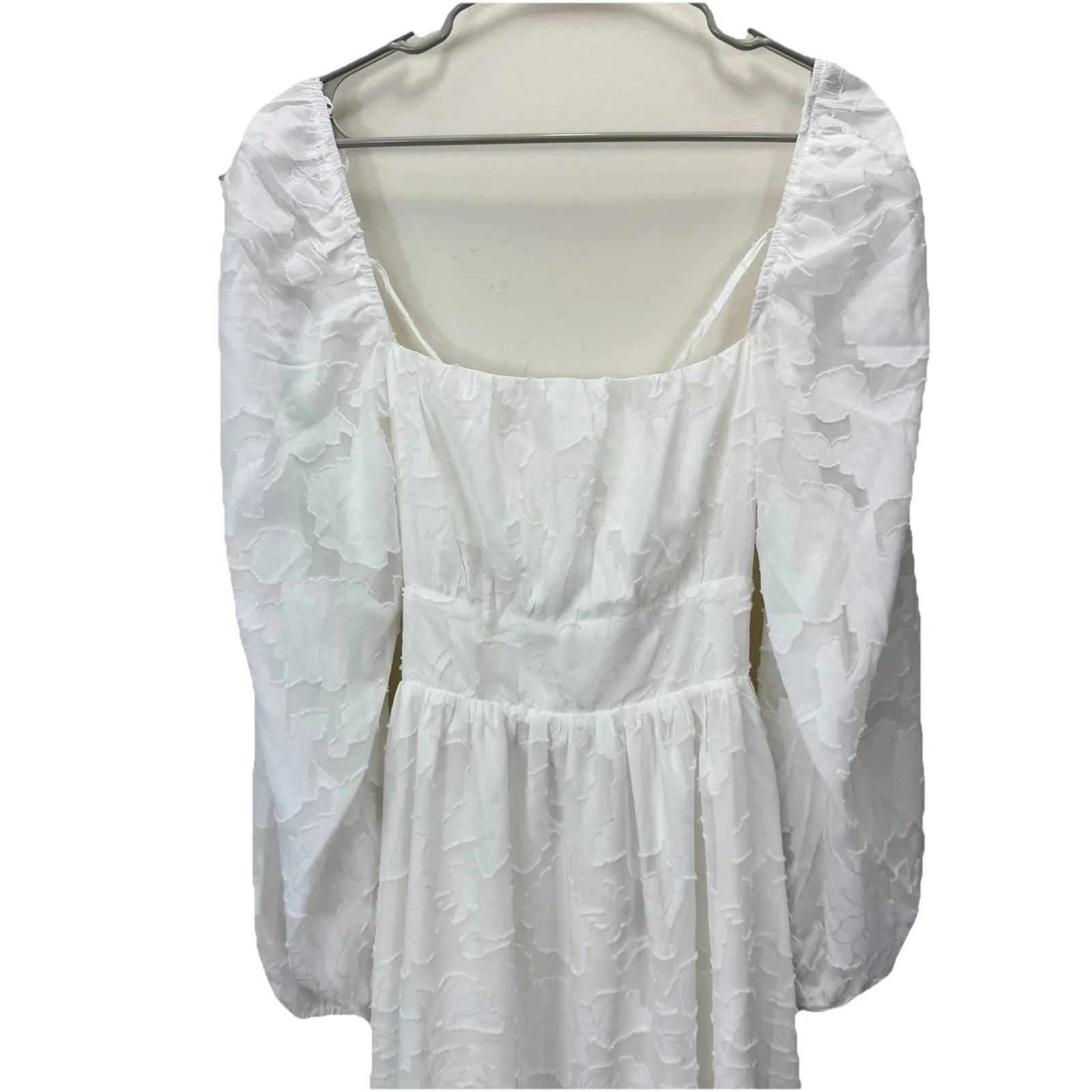 NWT Lulus Flirtatious Nature White Floral Jacquard Lace Up Midi Dress Size LARGE - Image 6