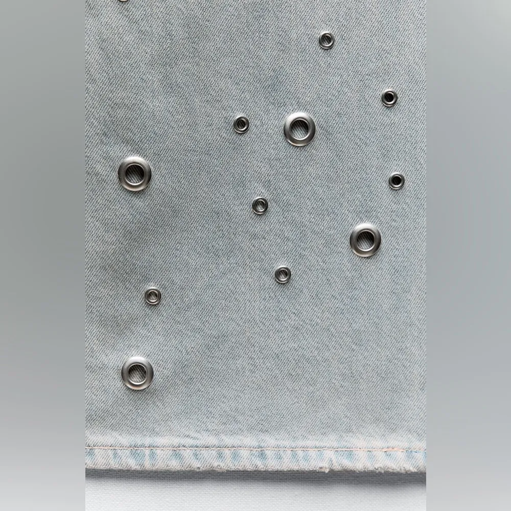 Zara TRF HIGH WAIST Metal RING TRIM JEANS Size 4 NEW - Image 14