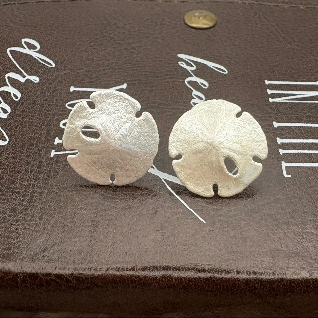 Vintage Gi Gi Sand Dollar Earrings w/ Original Card 80s–90s Coastal Silver - Image 4