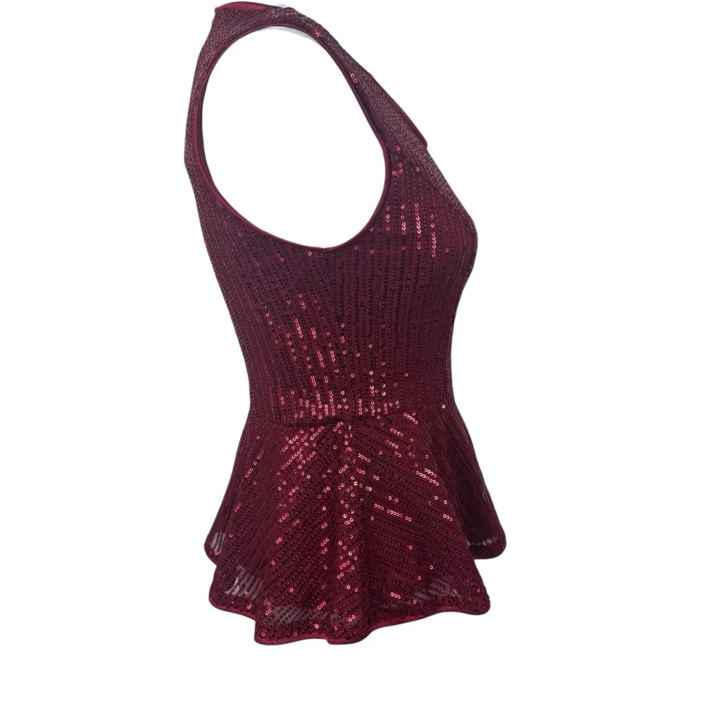 Grace Karin Red Sequin Peplum Sleeveless Blouse Top Size Small Holiday Party - Image 6