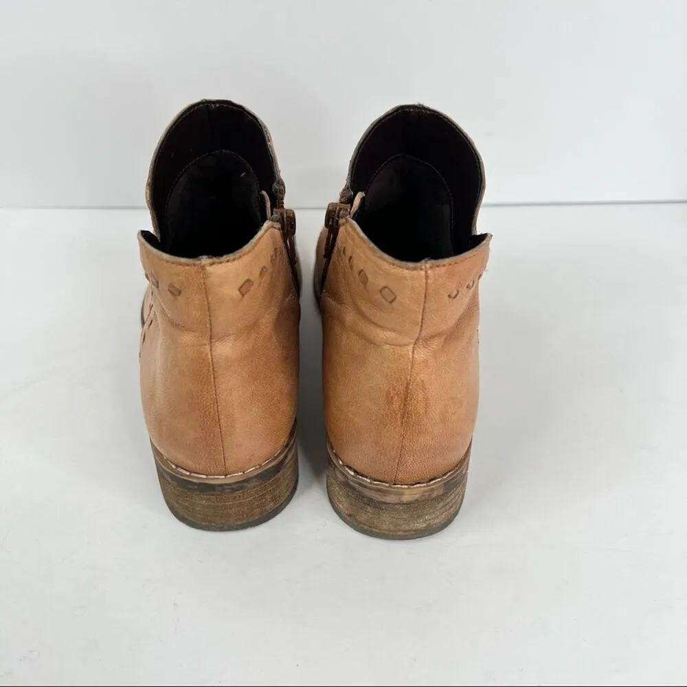 Diba True River Queen women's ankle boots 7 tan leather braided zip - Image 5