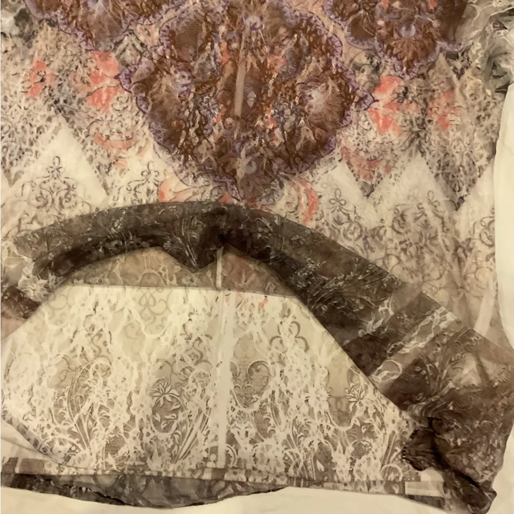 Brittany Black Brown Graphic Fitted Blouse with Peter Pan Collar Size 3X - Image 3