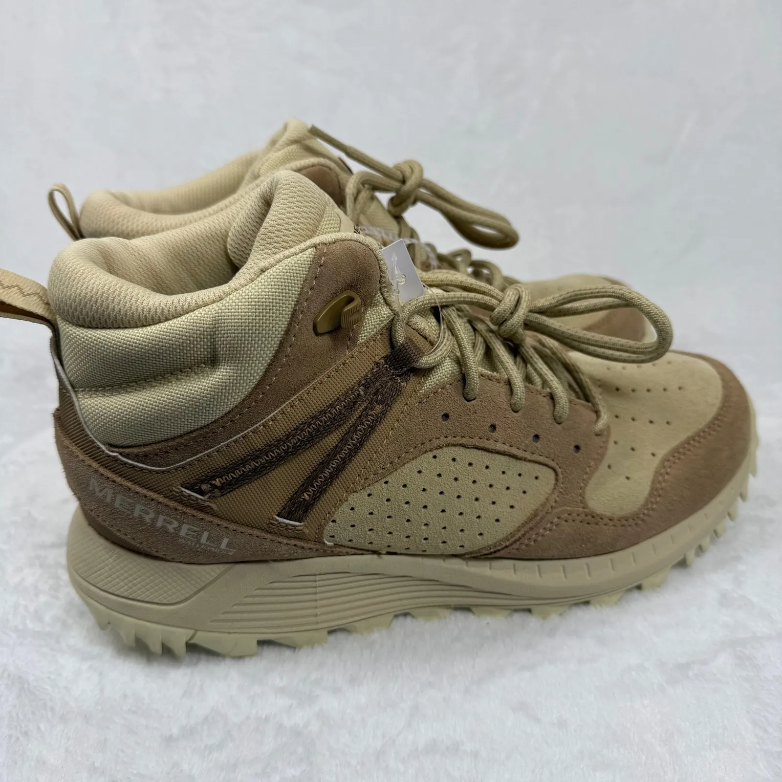 Merrell Women Size 9 Moab 3 Mid Waterproof Hiking Boots Tan Suede Leather - Image 2