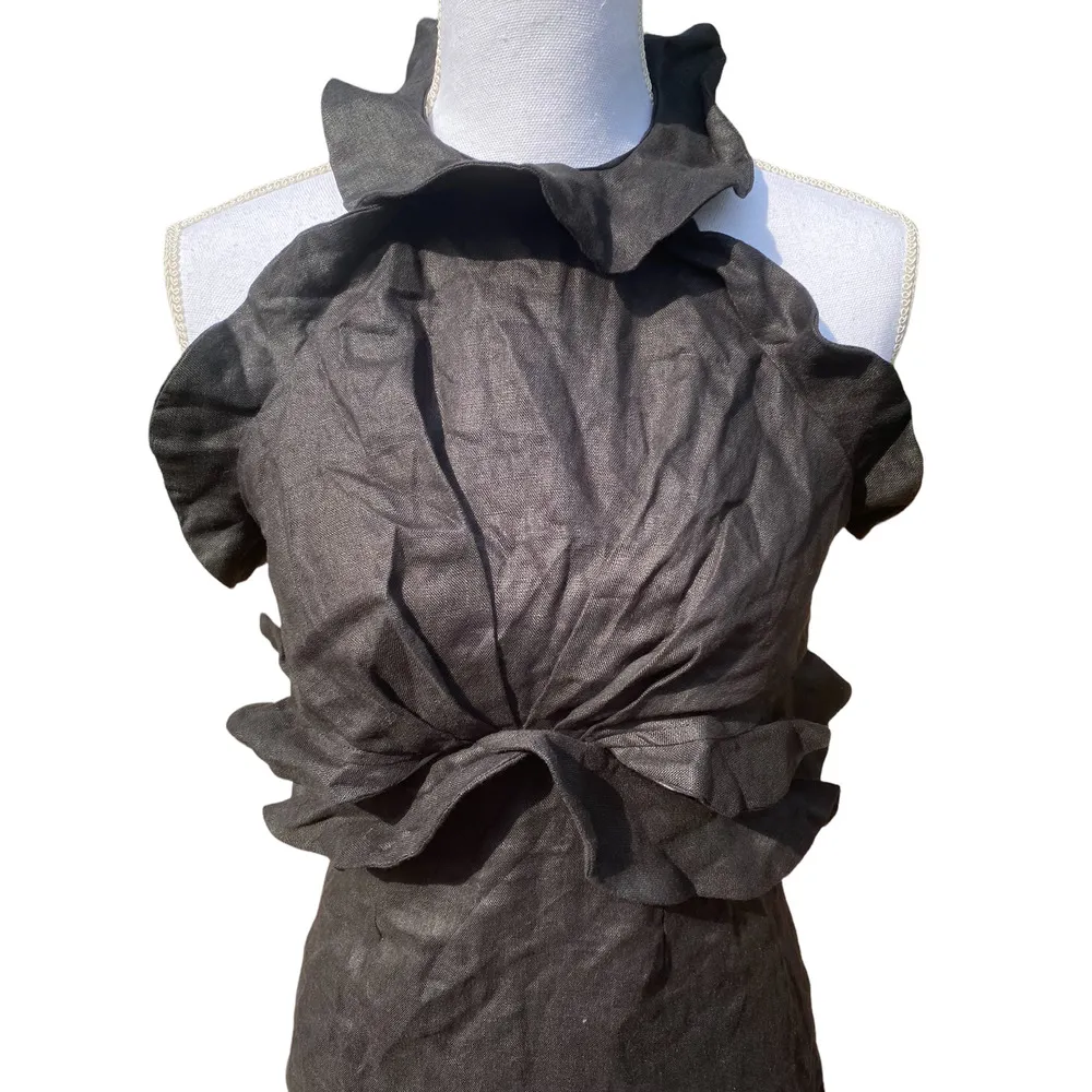 Mable Sleeveless Cut Out Waist Detail Ruffle Mini Dress Black Women's Size Small - Image 8