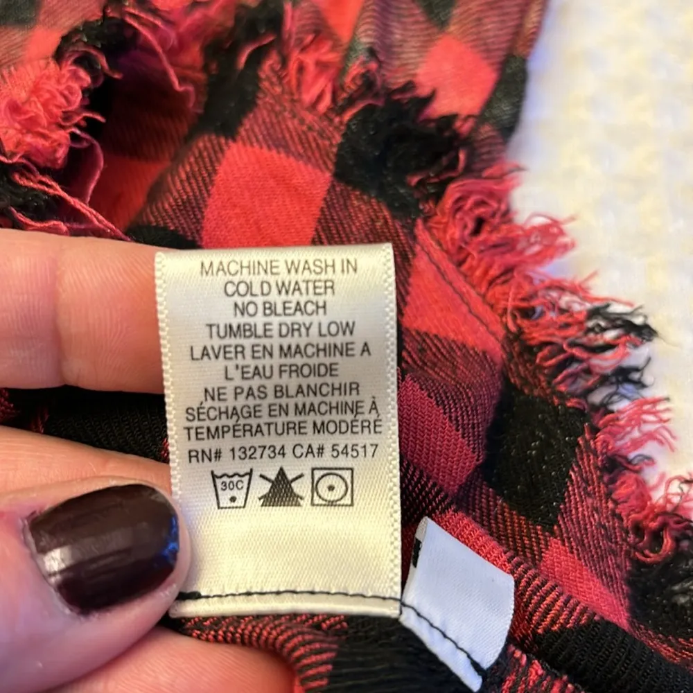 ANTHROPOLOGIE Red Black Buffalo Plaid Button Down Shirt MEDIUM - Image 15