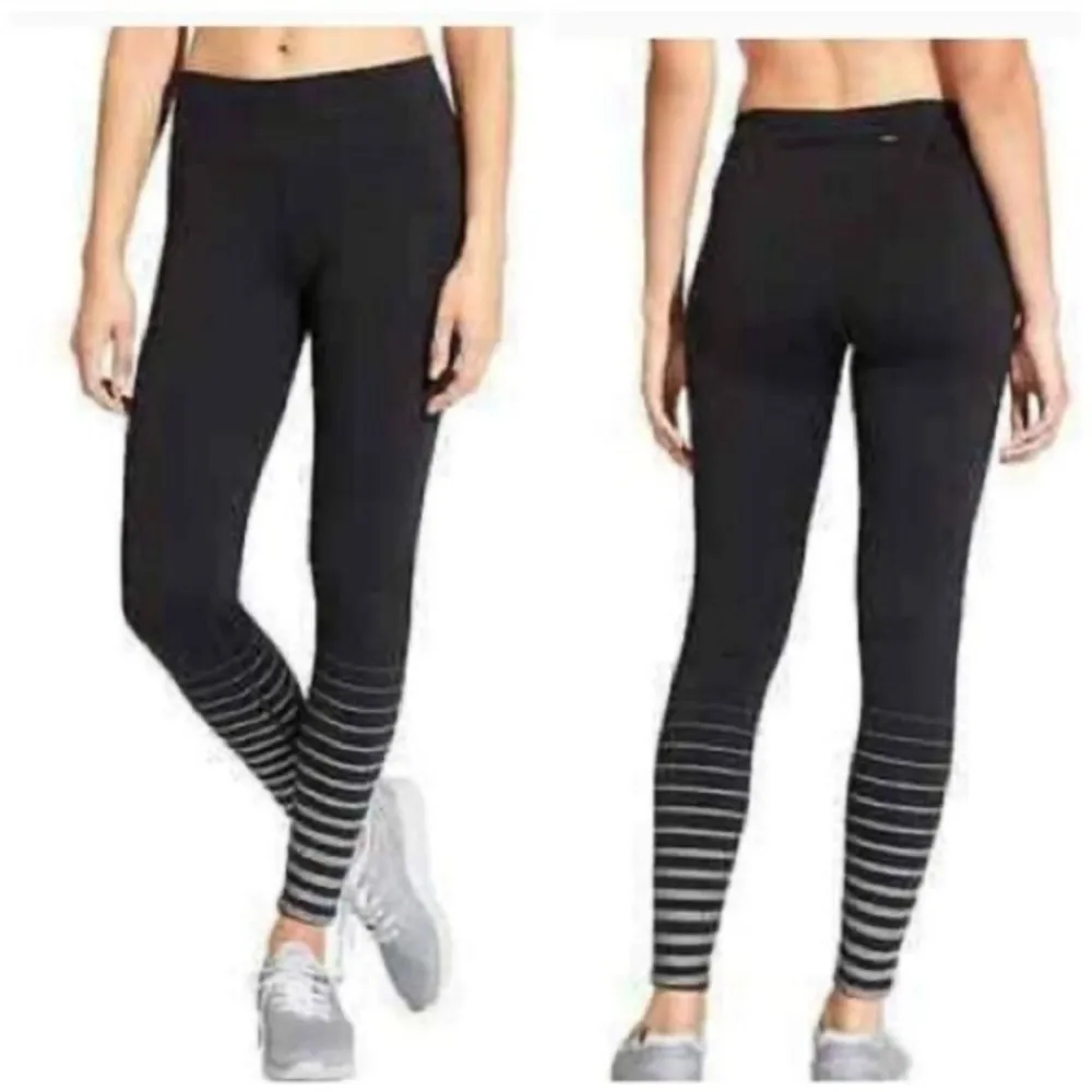 Athleta Full Length Silver Shine Stripe Solar Leggings Medium‎ - Image 2