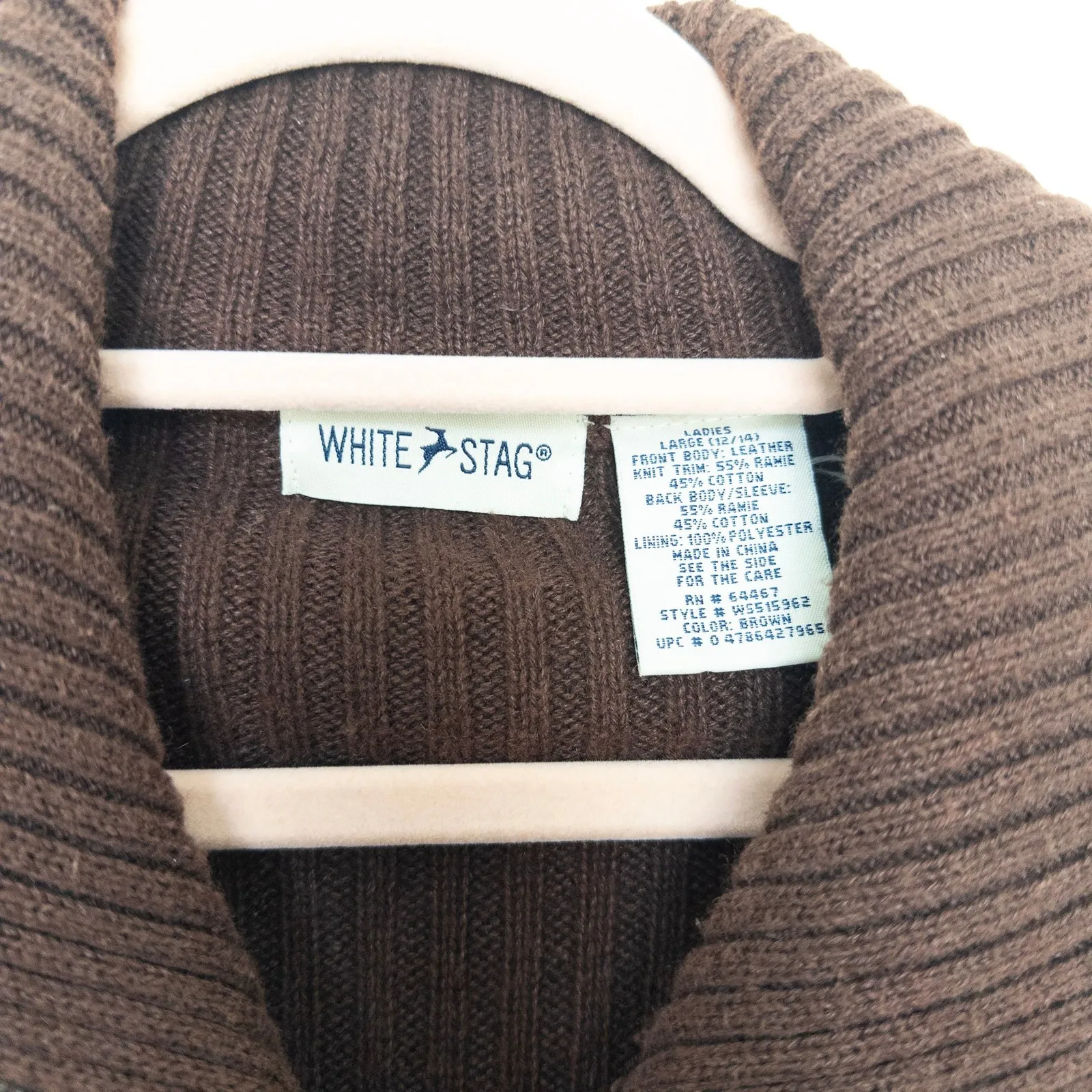 VTG White Stag Womens Jacket Size L Brown Suede Argyle Zip Front Long Sleeve Y2K - Image 5