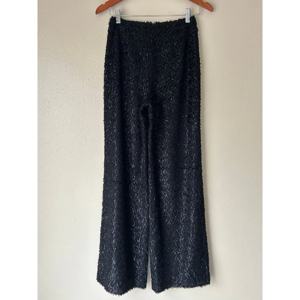 Staud Black and Silver Metallic Wide Leg Pants Size 2 - Image 5