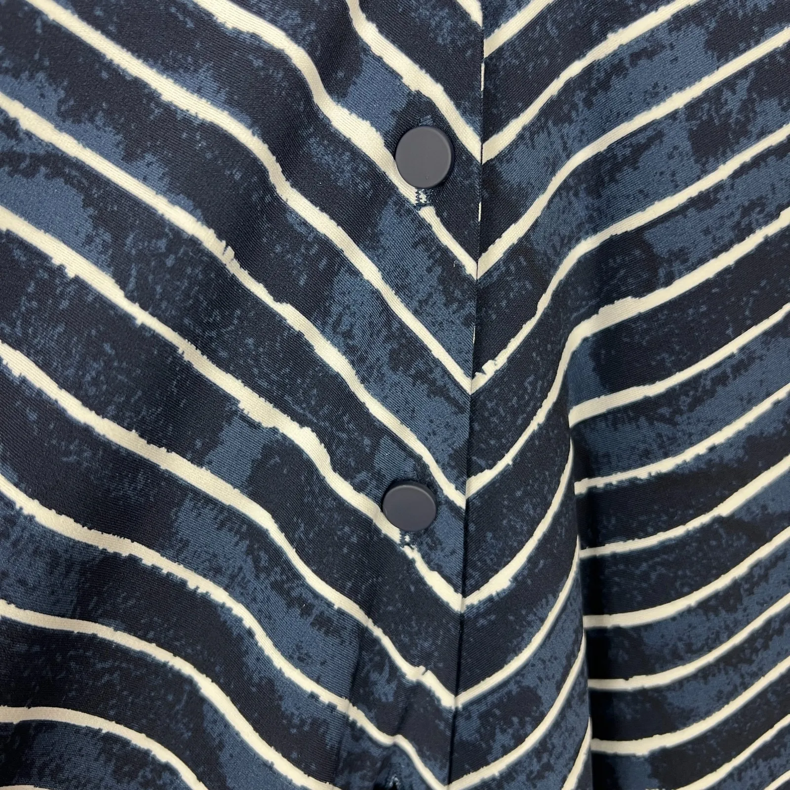 Sympli Tunic Top Womens 12 Blue Stripe Button Up Liquid Knit‎ Jersey Lagenlook - Image 7