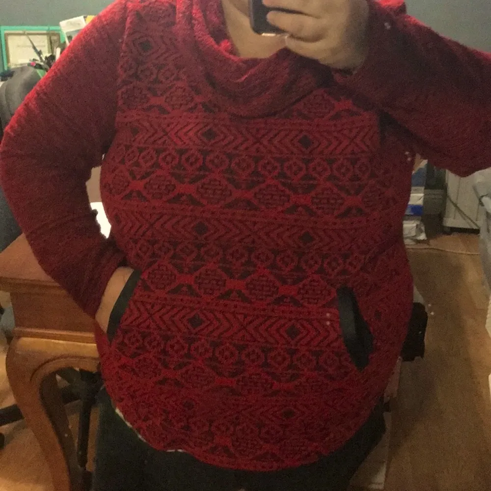 - Style & Co red cowl neck sweater Aztec 1x - Image 2