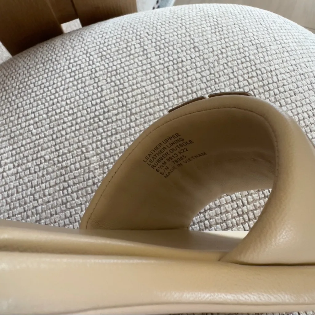 Tory Burch Double T Leather Sport Slide Sandals in Dulce De Leche / Gold / Cream - Image 4