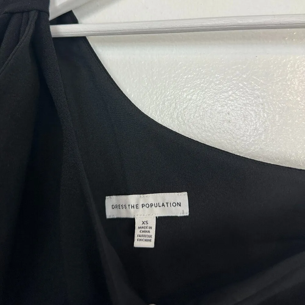 DRESS THE POPULATION Tiffany One-Shoulder Jumpsuit in Black Size X-Small - Image 8