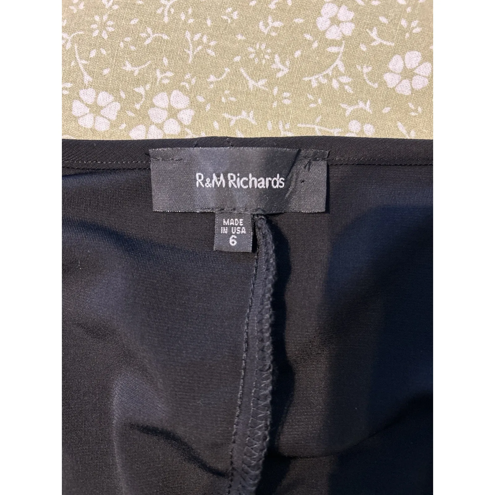 R&M Richards Black Lace Sequin Bell Sleeve Midi Dress Size 6 Gothic Cocktail - Image 6