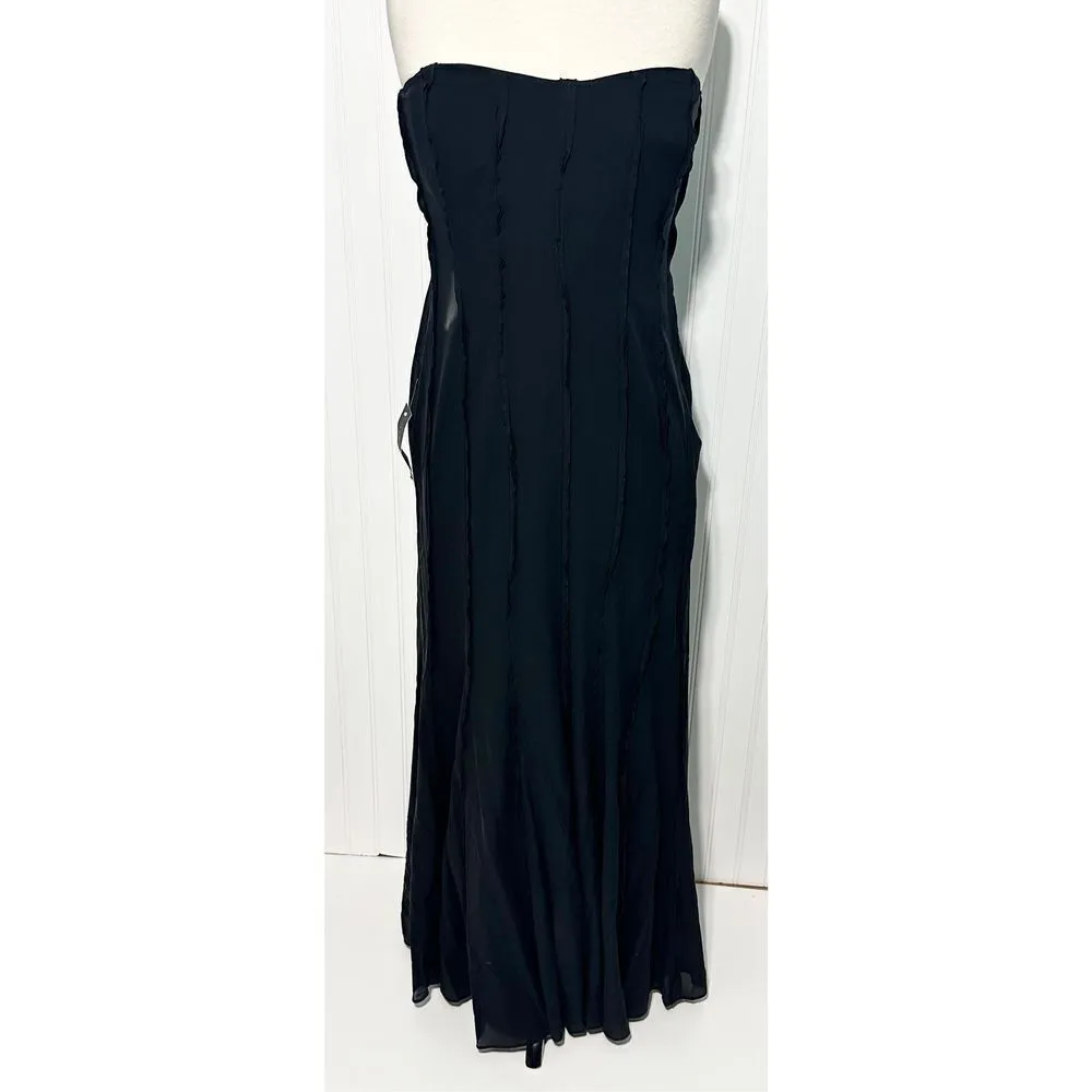 Ann Taylor Exposed Seam Sleeveless Maxi Gown Cocktail‎ Dress Silk Black Size 12 - Image 15