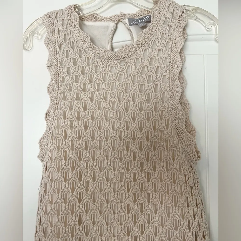 NEW J. Crew Pointelle Sleeveless Sweater Dress Toasted Cream - Image 8