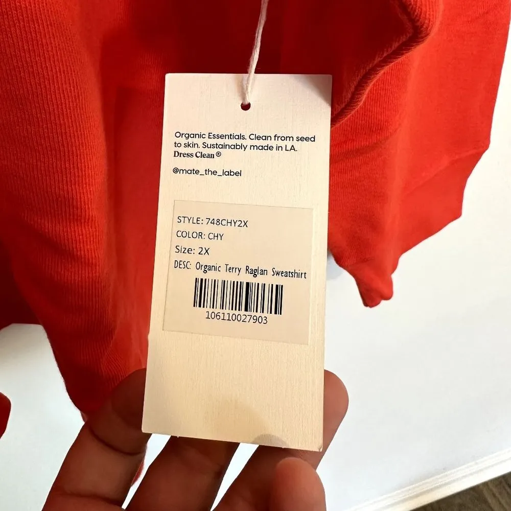 NWT MATE the Label Red Organic Terry Raglan Sweatshirt - 2X - Image 3