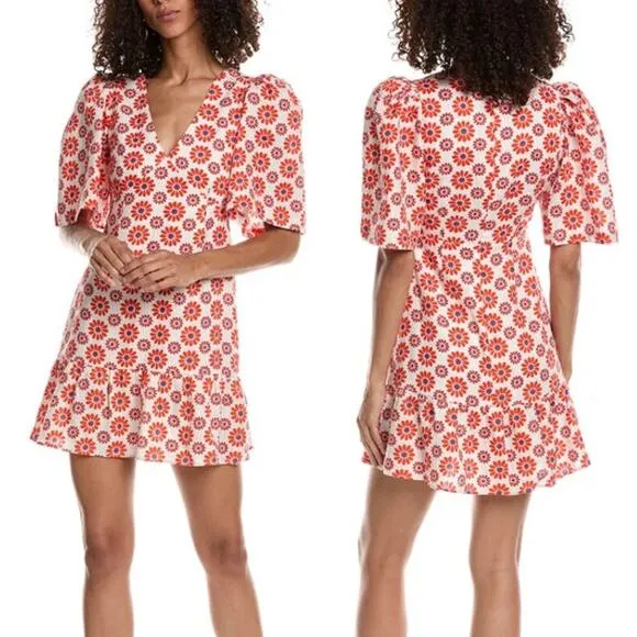 NWT RHODE Mariana Linen Floral Bell Sleeve A - Image 2