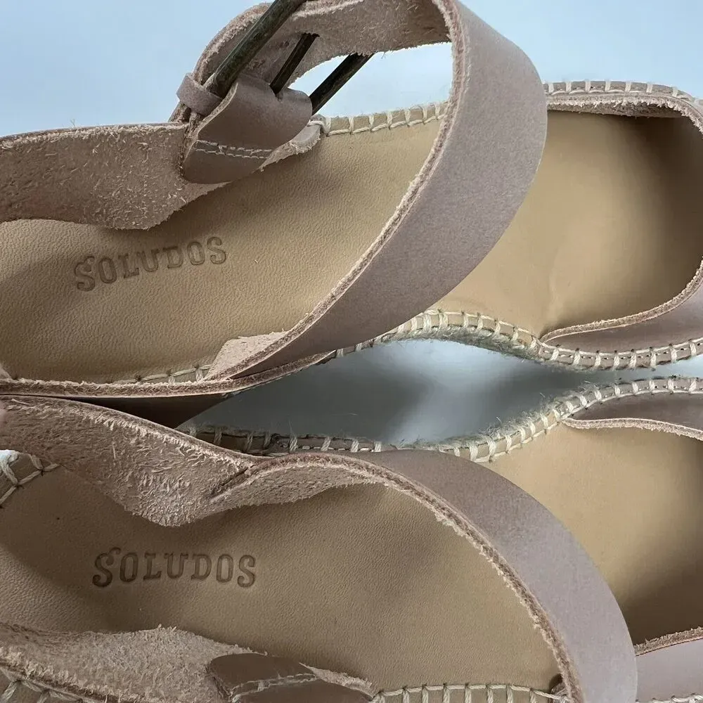 Soludos Tan Leather Slingback Platform‎ Minorca Espadrille Sandals Size 10 - Image 12