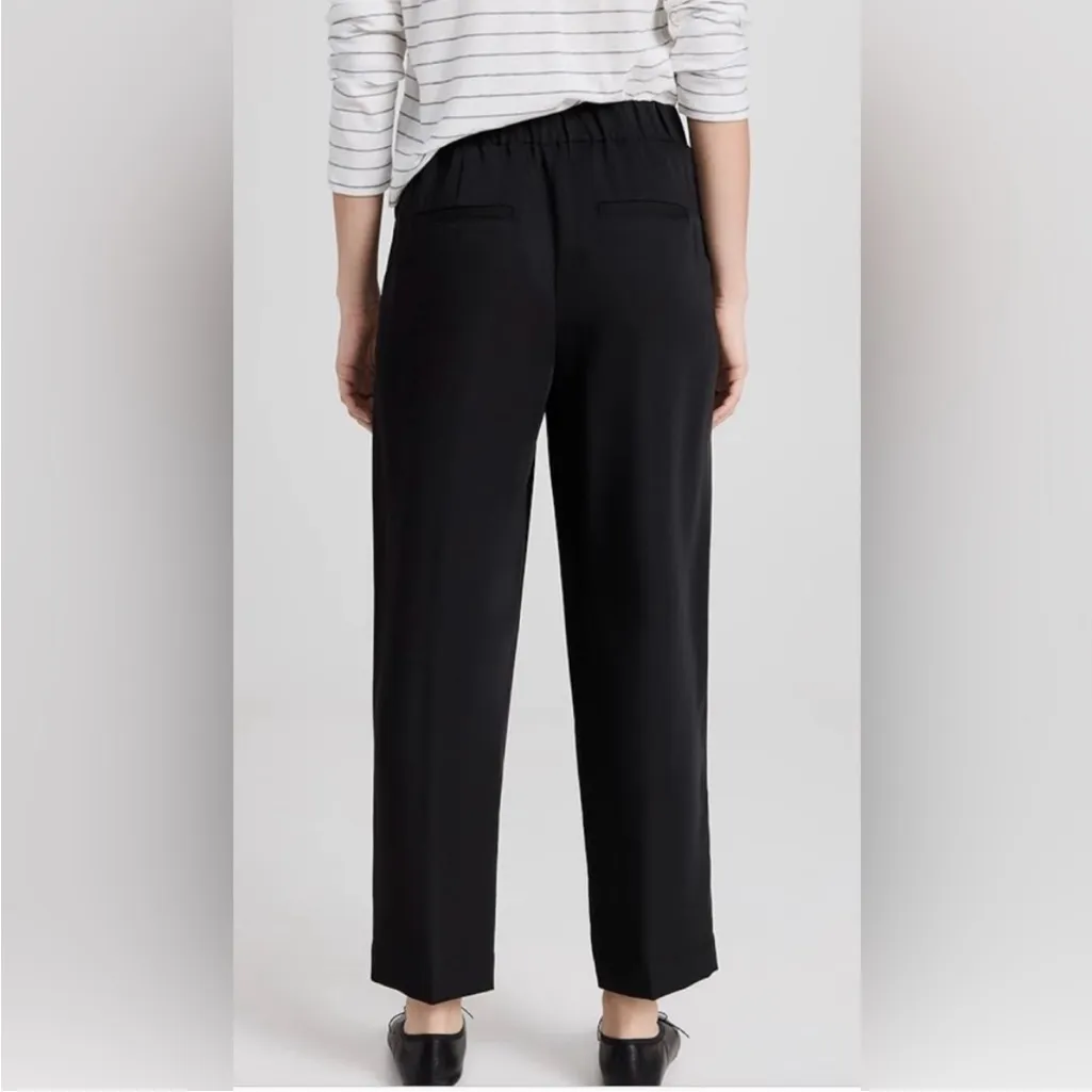 Vince Pull On Elastic Waist Faux Closure High Waist Semi-Satin Black Pants - Image 3