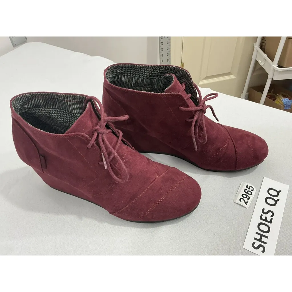 Womans Route 66 Tadi Wine 11m Wedge Lace Up Ankle Boots - Image 2