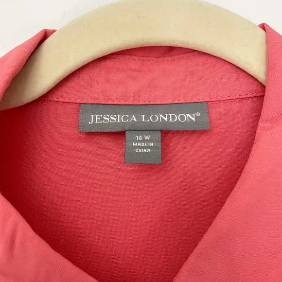 New  3/4 Sleeve Button Down Shirt Coral Size 14W - Image 7