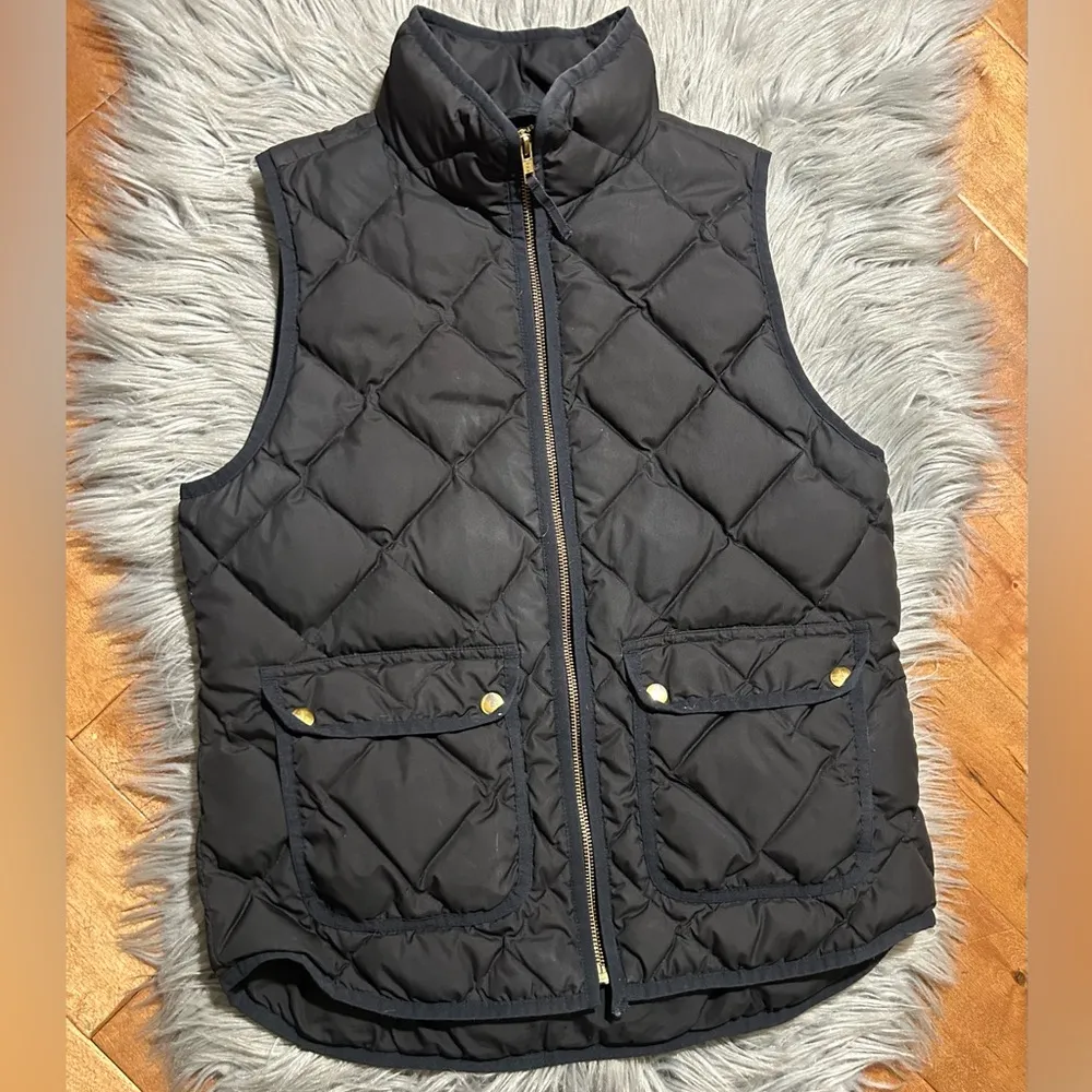 J.Crew Quilted Down Full Zip Puffer Gilet Vest Coat Jacket Quilted Vest Size XS - Image 2