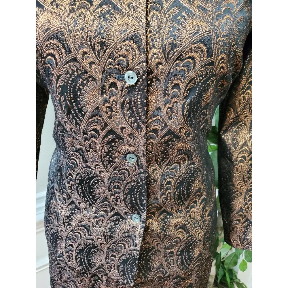 Brown Womens Polyester Single Breasted Blazer & Knee Length Skirt 2 Piece Suit Size L - Image 4