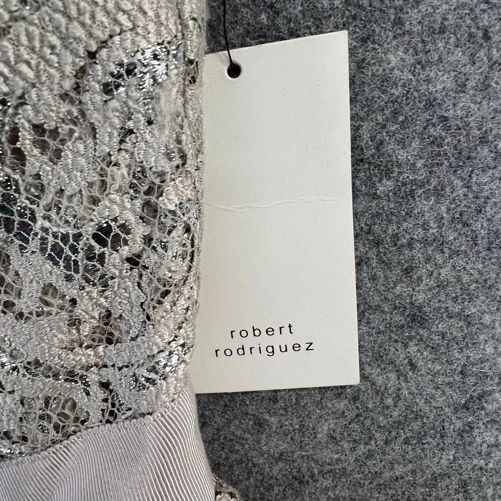 Robert Rodriguez Lace Mini Dress 8 Cream Metallic Tiered Cocktail Party Holiday - Image 13