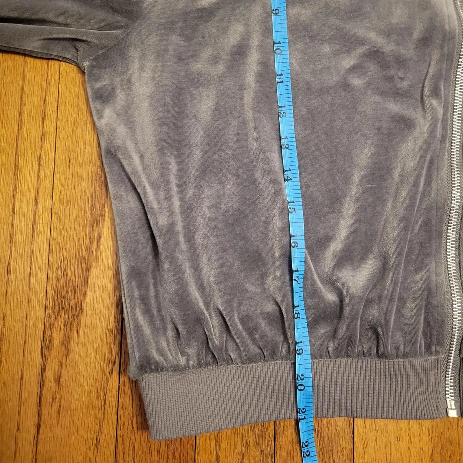 Gray‎ Velour Track Jacket Hooded Full Zip 90's Y2K Streetwear Gorpcore Retro Gray Size L - Image 3