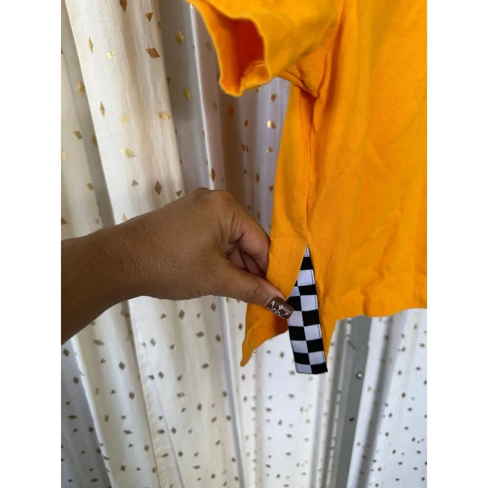 VANS Women's 100% Cotton Yellow Checkered Cropped Mango Mojito Tee T-Shirt XS - Image 3