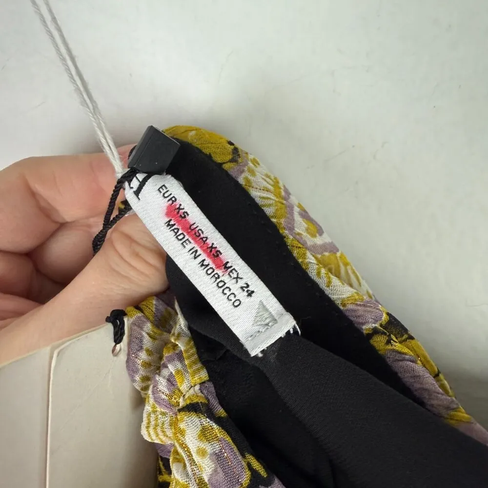 NWT  Floral Ruched One Shoulder Mini Dress Metallic Size XS NEW - Image 6