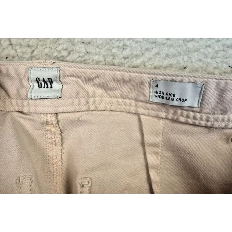GAP Pants Womens 4 Light Pink High Rise Wide Leg Crop Chino Spring Casual‎ - Image 3