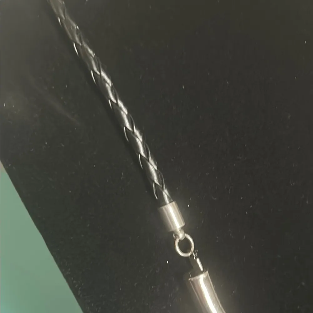 2 Boho Inspired Silver Tone Blue Fringe Geometric Cord Choker Collar Necklaces - Image 11