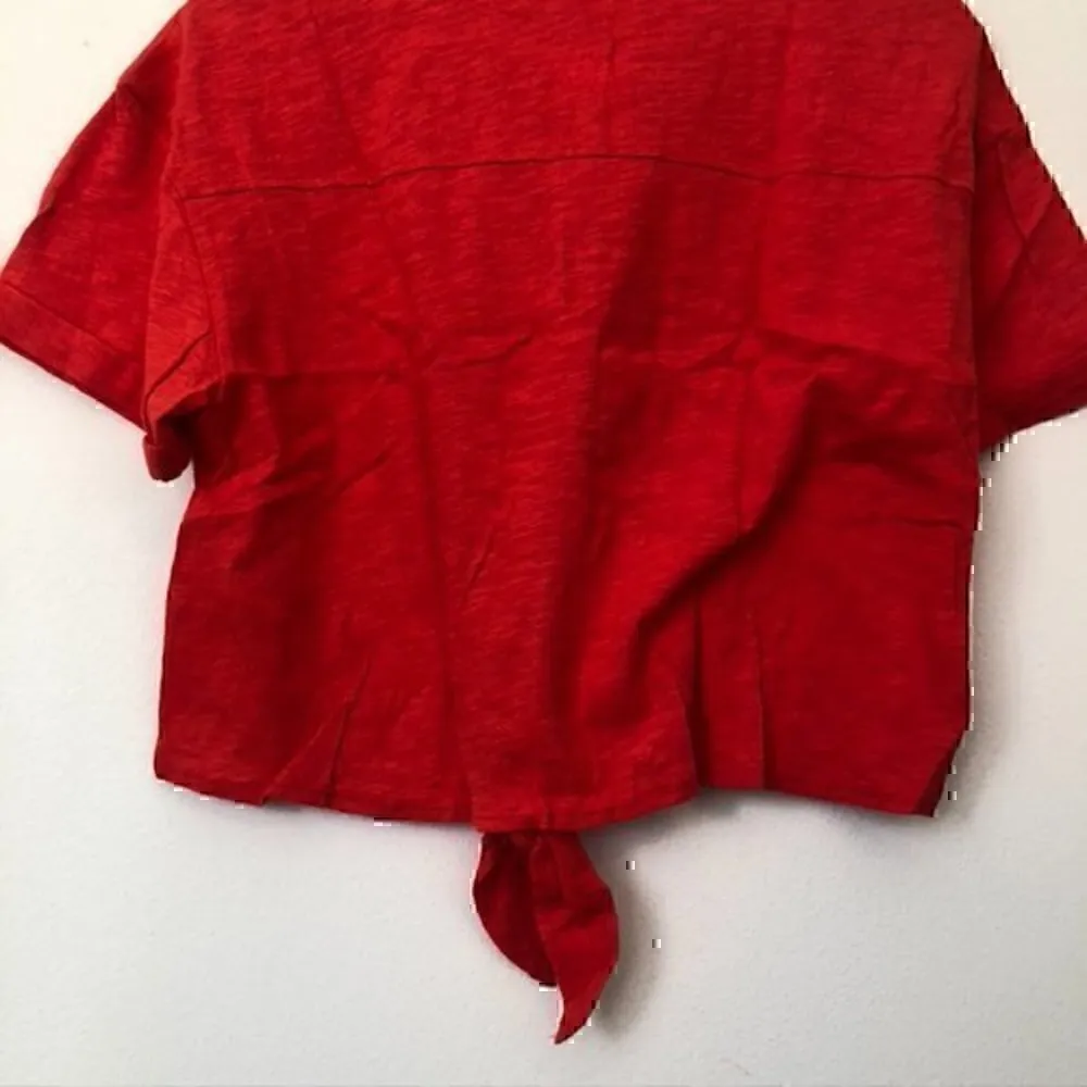 NEW NWT SPLENDID ANTHROPOLOGIE Tie Hem Button Down Top Red 100% Cotton Small S - Image 11