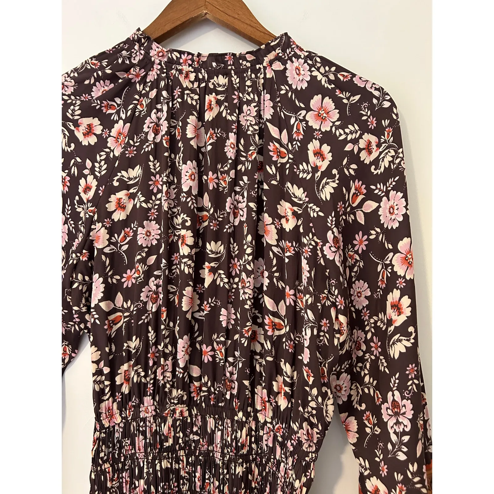 Current Air Anthropologie Alyce Mini Dress Brown Orange Fall Florals EUC XS - Image 8