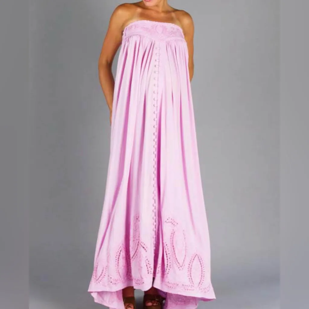 Fillyboo Zippora Cream Maxi Strapless Eyelet Maternity Dress Fairy Bohemian Size undefined - Image 8