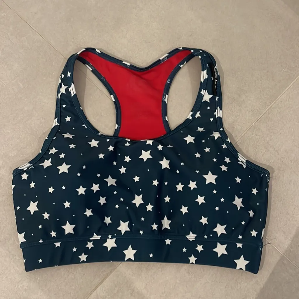 WAVE LIFE Women XS AMERICAN LEGGINGS and SPORT BRA SET STARS GRADIENT EFFECT Red - Image 5