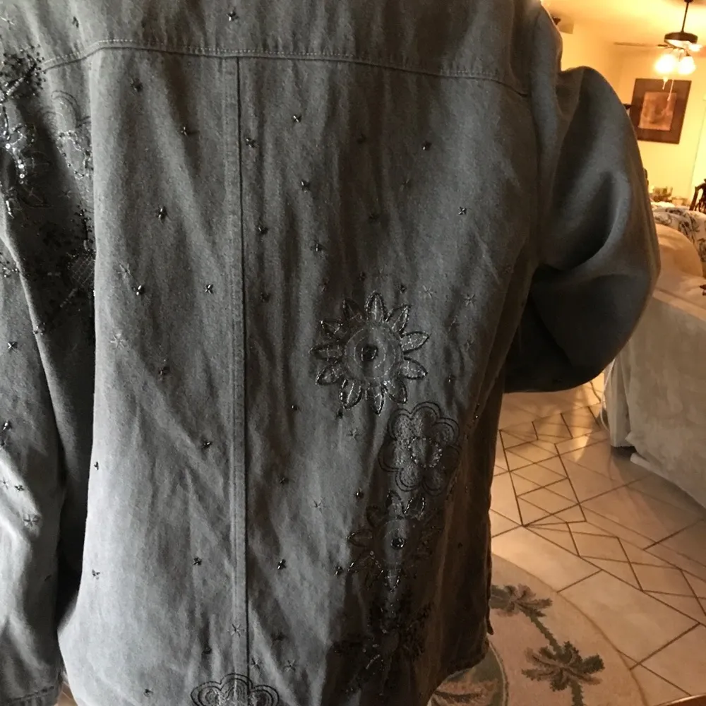 Chico’s Beaded button down Sage long Jacket - Image 7