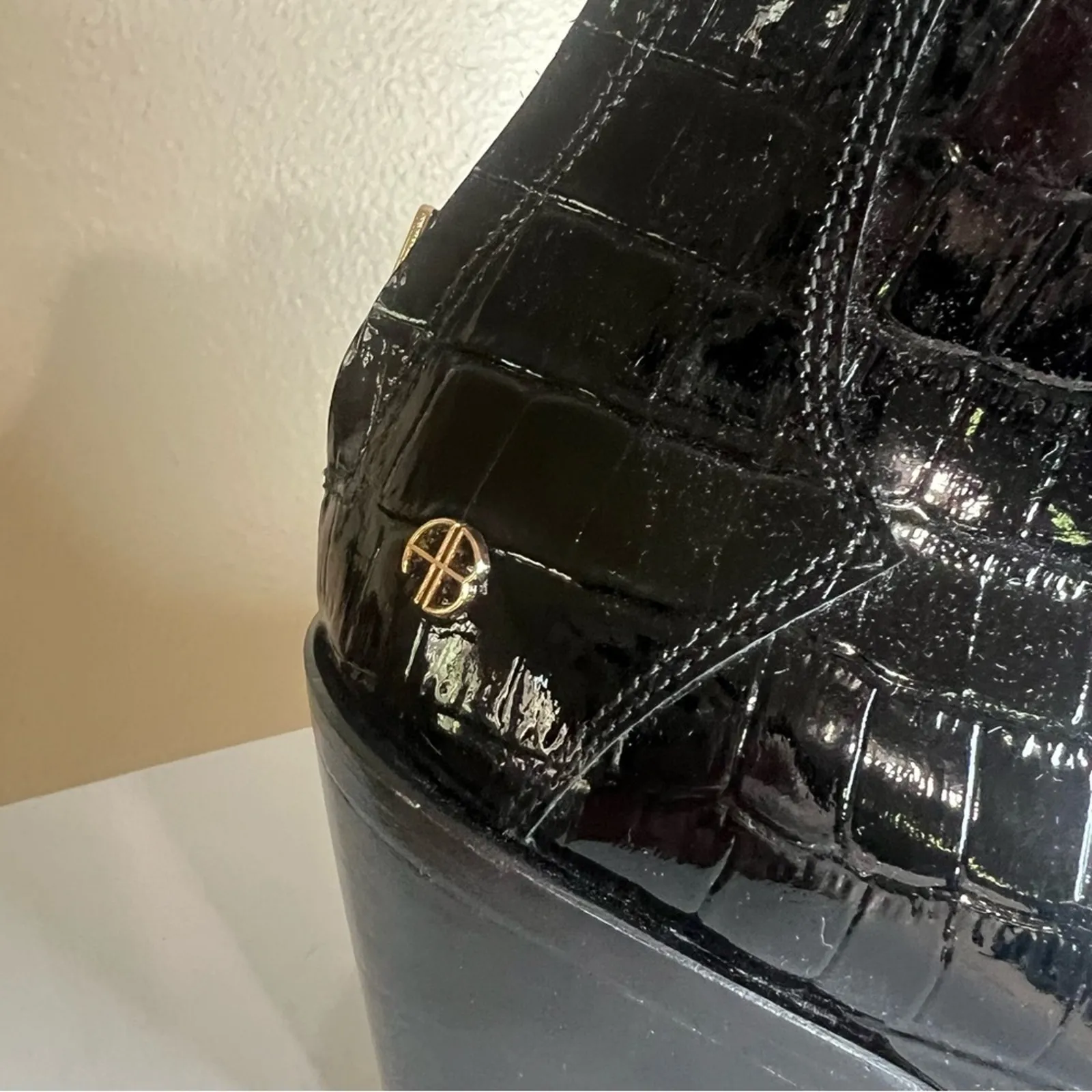 Anine Bing Black Embossed Patent leather Tania Ankle Boots Booties NEW 40/10 - Image 5