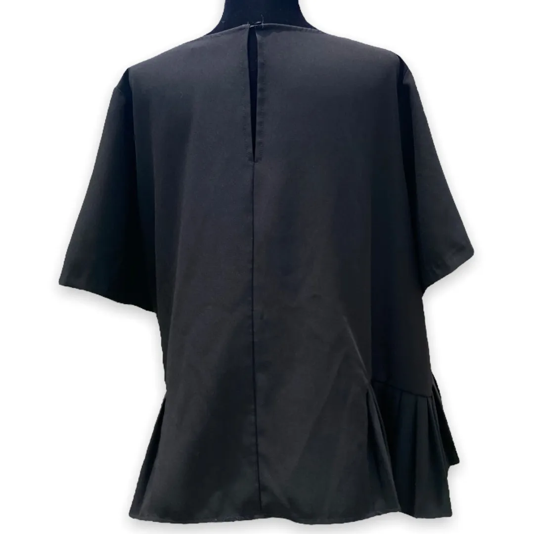 Eloquii Womens Blouse Size 22 Short Sleeve Black Pleated Hem Work Office‎ Top - Image 4