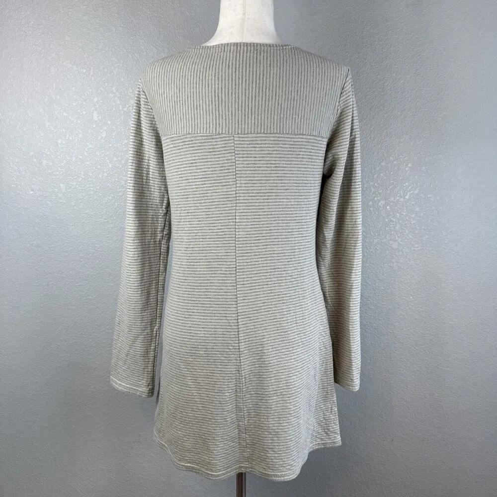 Cut Loose Womens Tunic Top Dress Size S Gray Cotton Knit Dot Stripe Pockets - Image 5