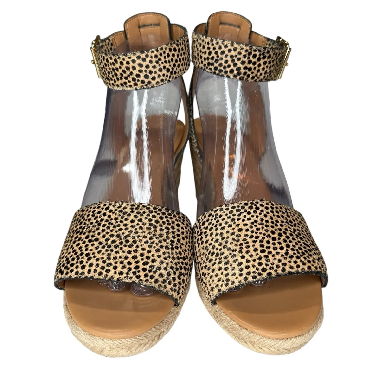 New J. Crew Platform Espadrille Wedge Sandals Leopard Print Calf‎ Hair Shoes 8.5 - Image 2