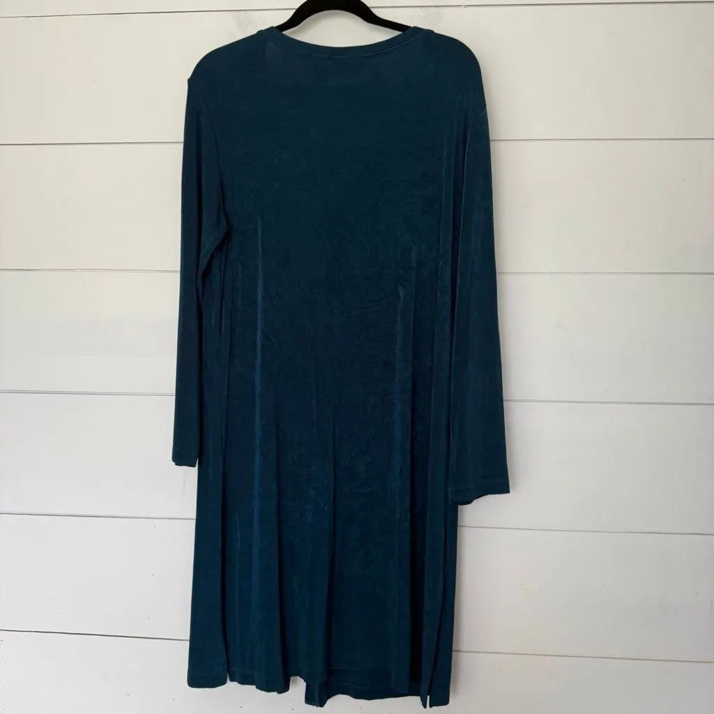 Chico’s Women’s 3 Green Blue Slinky Stretchy Cardigan Longline - Image 3