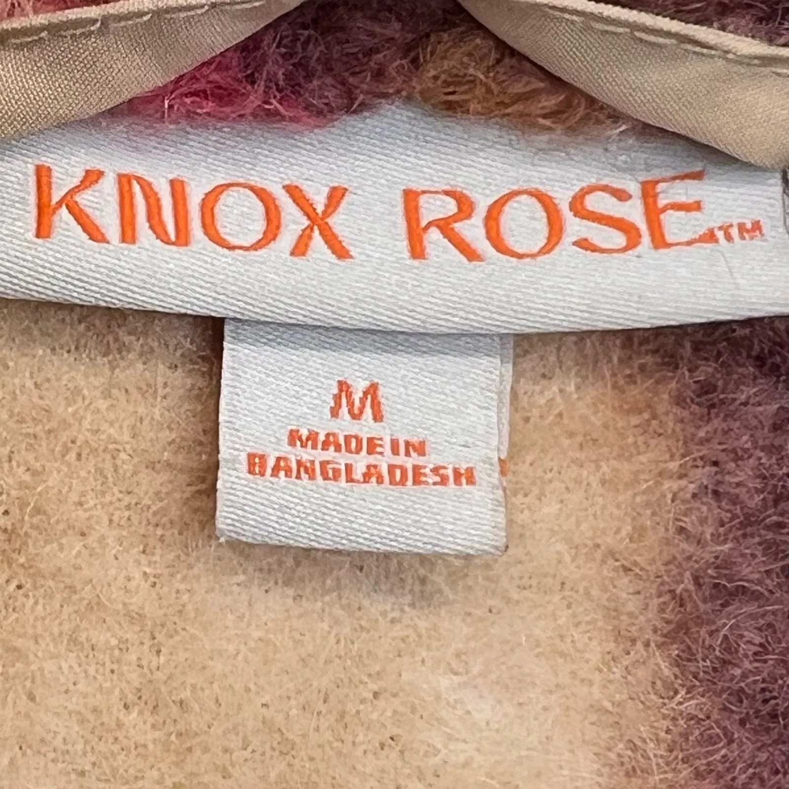 Knox Rose Plaid Teddy Short Jacket Coat Maroon Tan M Button Front Grandpacore - Image 4