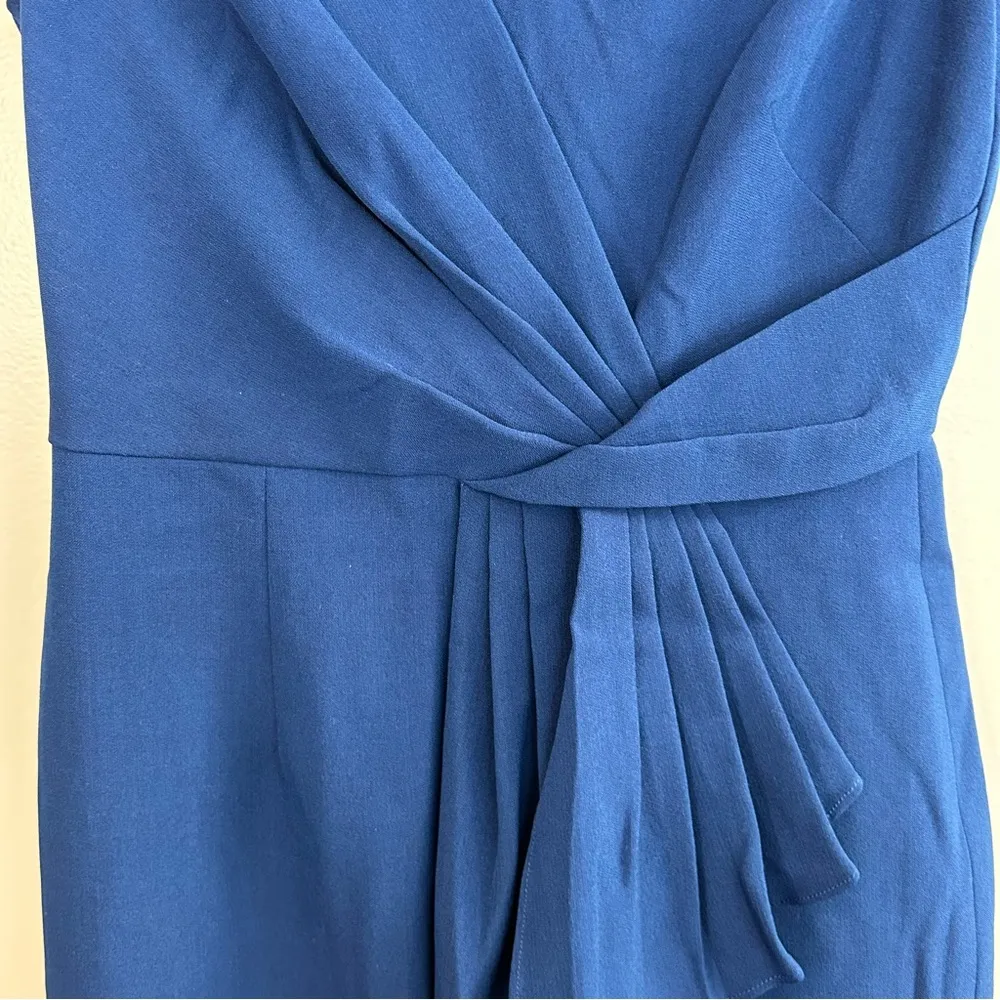 Adrianna Papell Blue Sleeveless V-neck Wrap Pleated Shift Dress Size 2 - Image 4