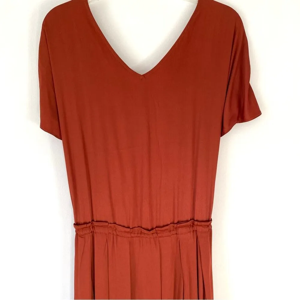 Free People Love and Feeling Midi Dress Metallic Bronze NWTs large Rust - Image 10