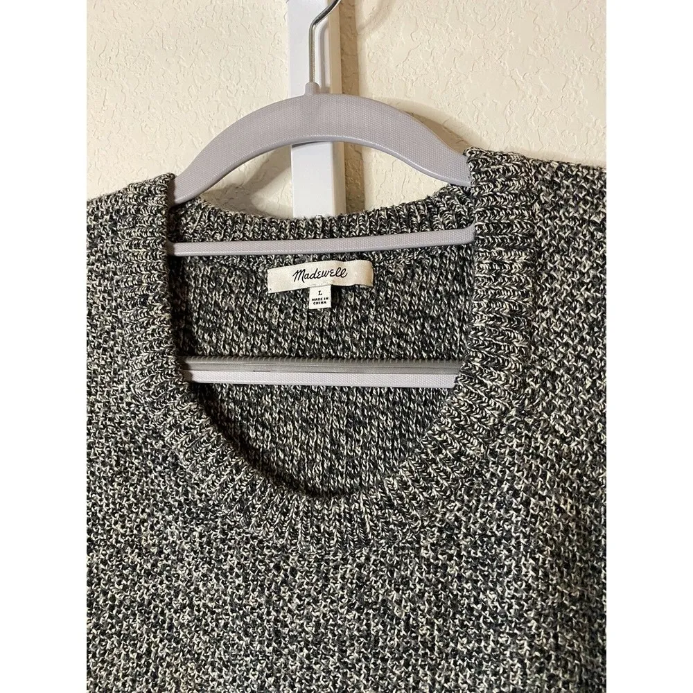 Madewell Marled‎ Black Province Cross-Back Pullover Sweater Sz L - Image 6